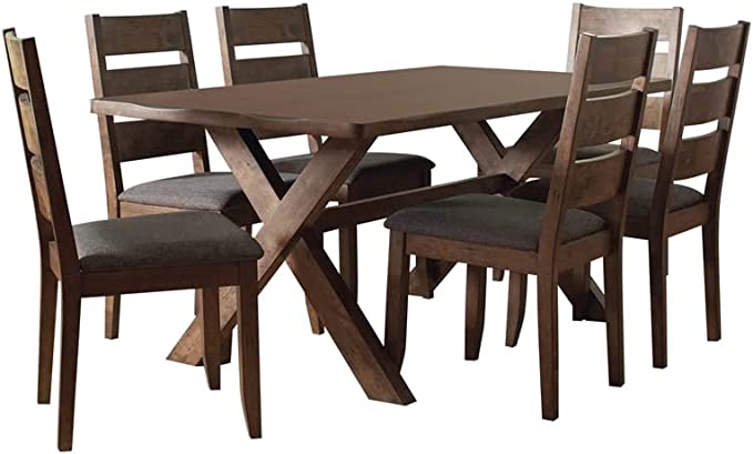 Alston 7-piece Rectangular Dining Set Knotty Nutmeg and Grey