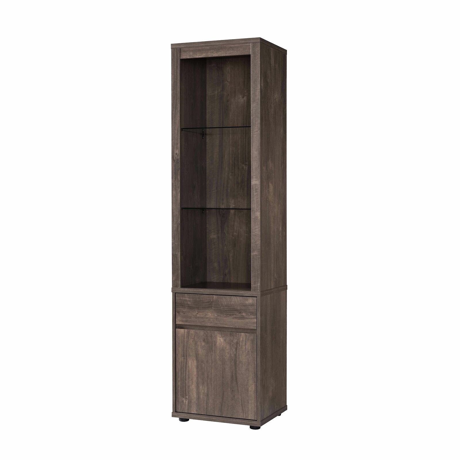 Lighted Curio Display Cabinet with Storage In Hazelnut Finish
