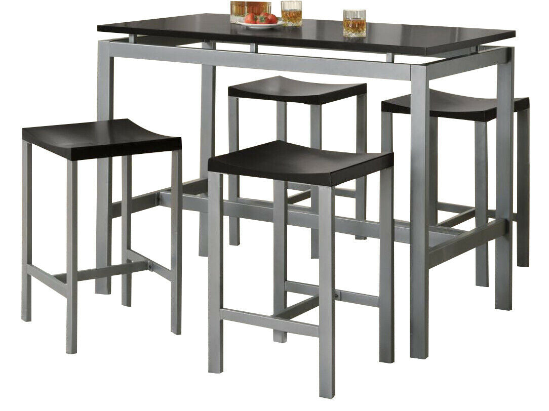 Industrial Style 5 Piece Counter Height Dining Dinette Set Black And Grey