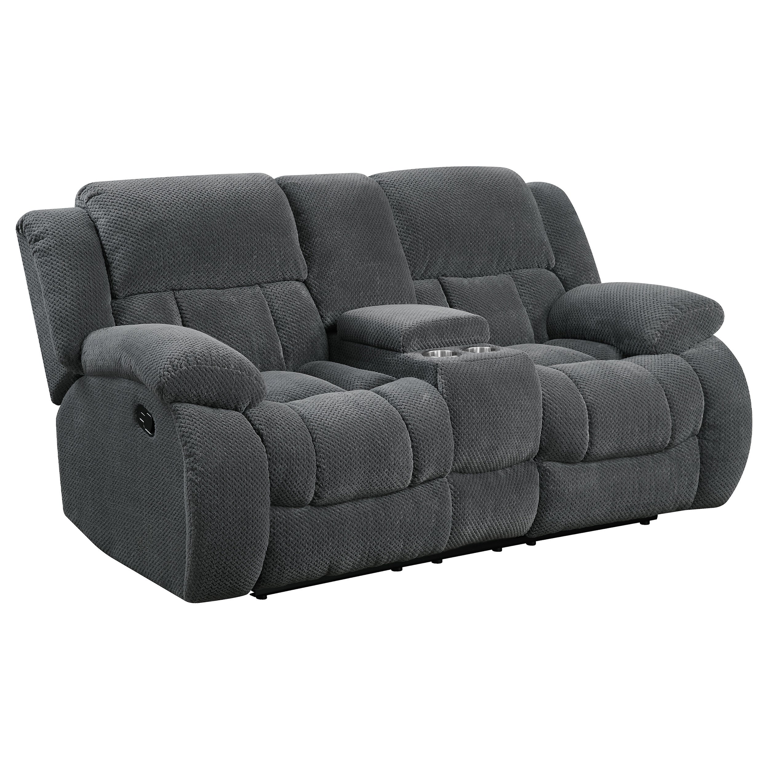 3 PC Weissman Upholstered Tufted Reclining Sofa Love Seat Recliner Living Room Set In Gray