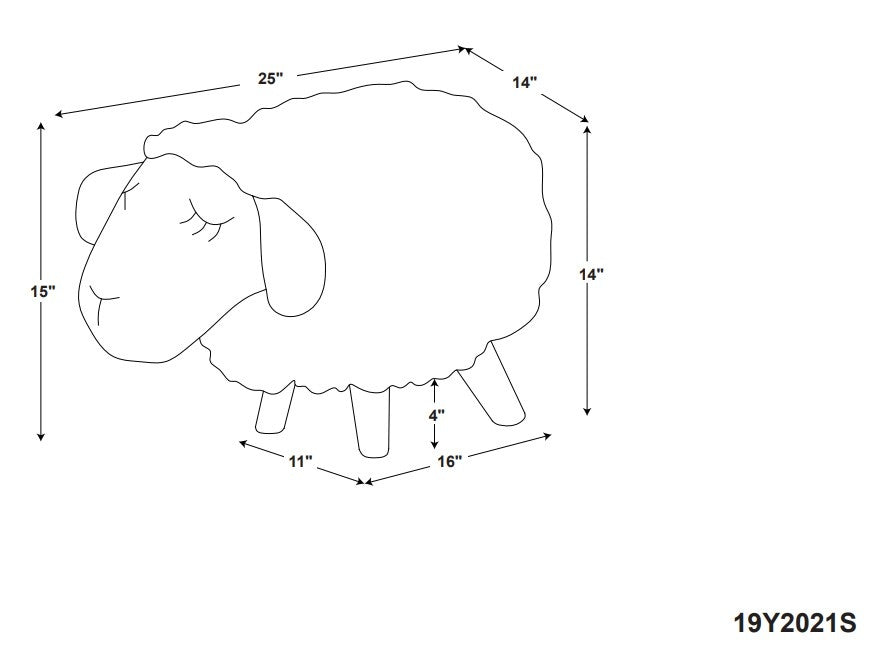 Powell Sydney Sheep Stool Faux Fur Natural and white