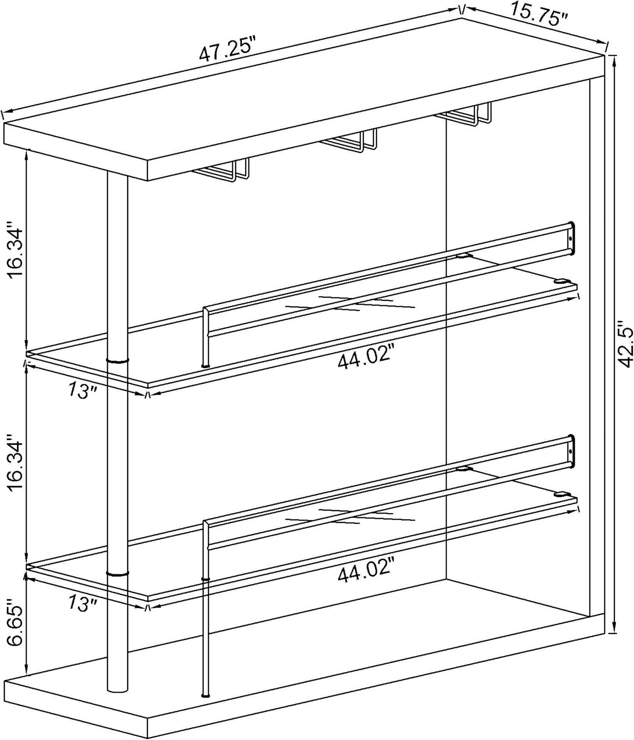Prescott 2-Shelf Wood Wine Cabinet in Grey