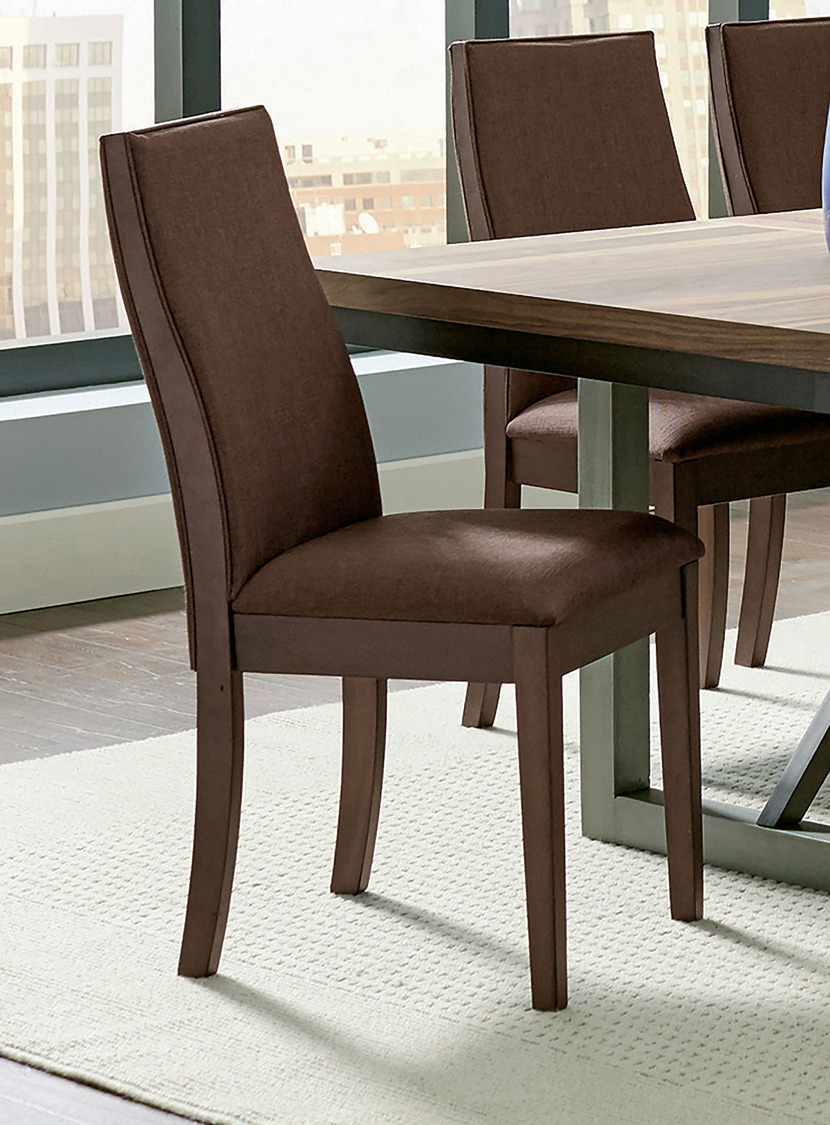 Spring Creek Upholstered High Back Dining Side Chairs (Set of 2) Chocolate and Espresso