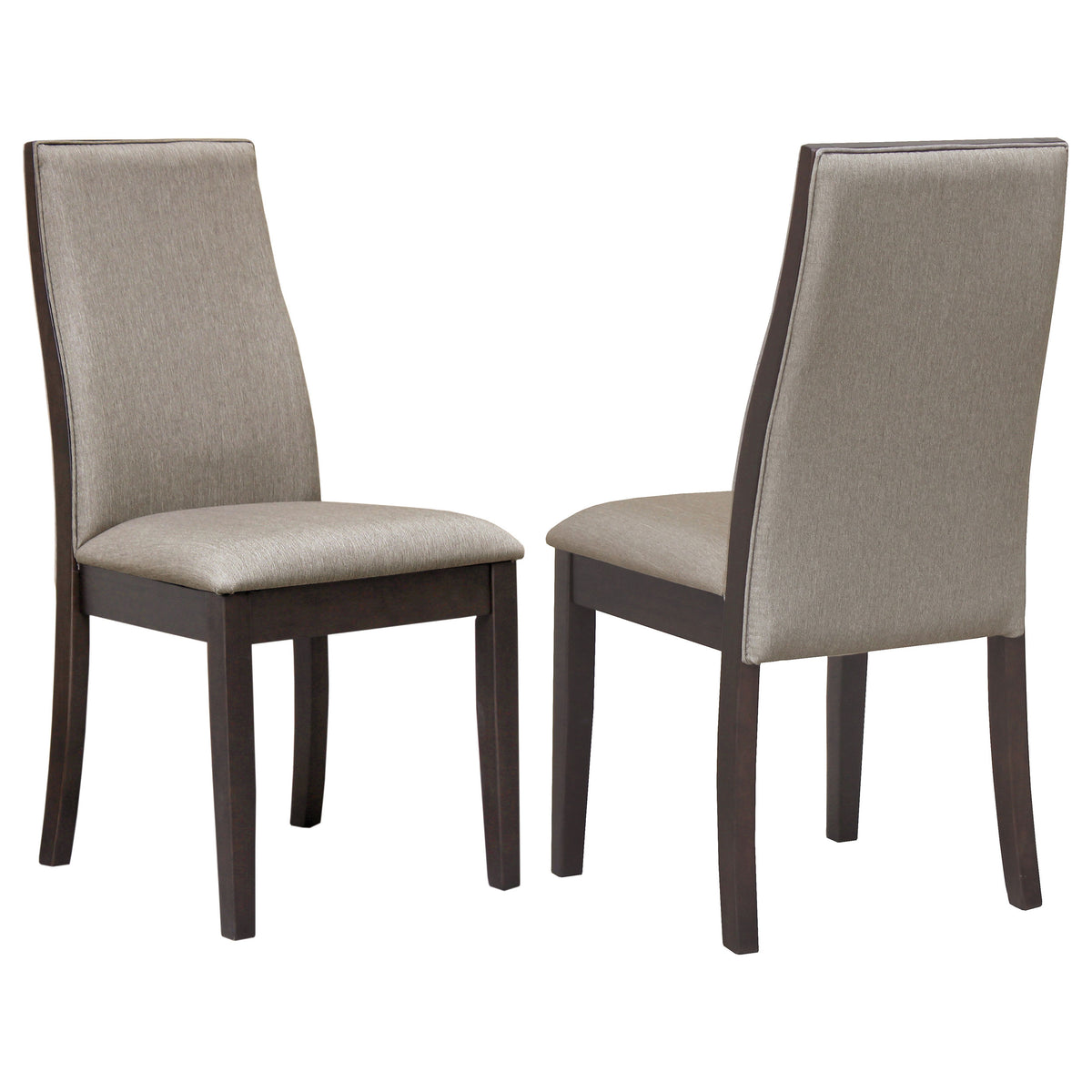 Spring Creek Upholstered High Back Dining Side Chairs (Set of 2) Taupe and Espresso