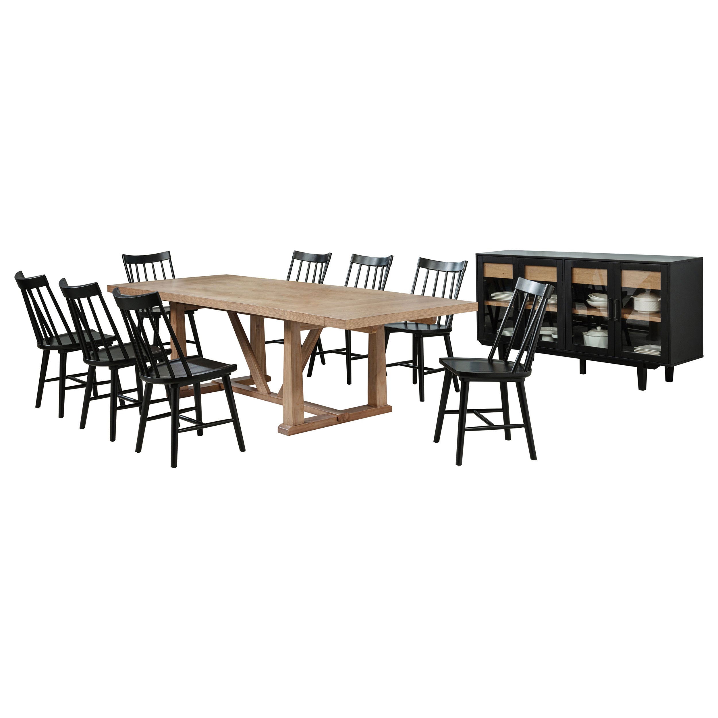 Middleton Extension Leaf Dining Set - Natural / Black