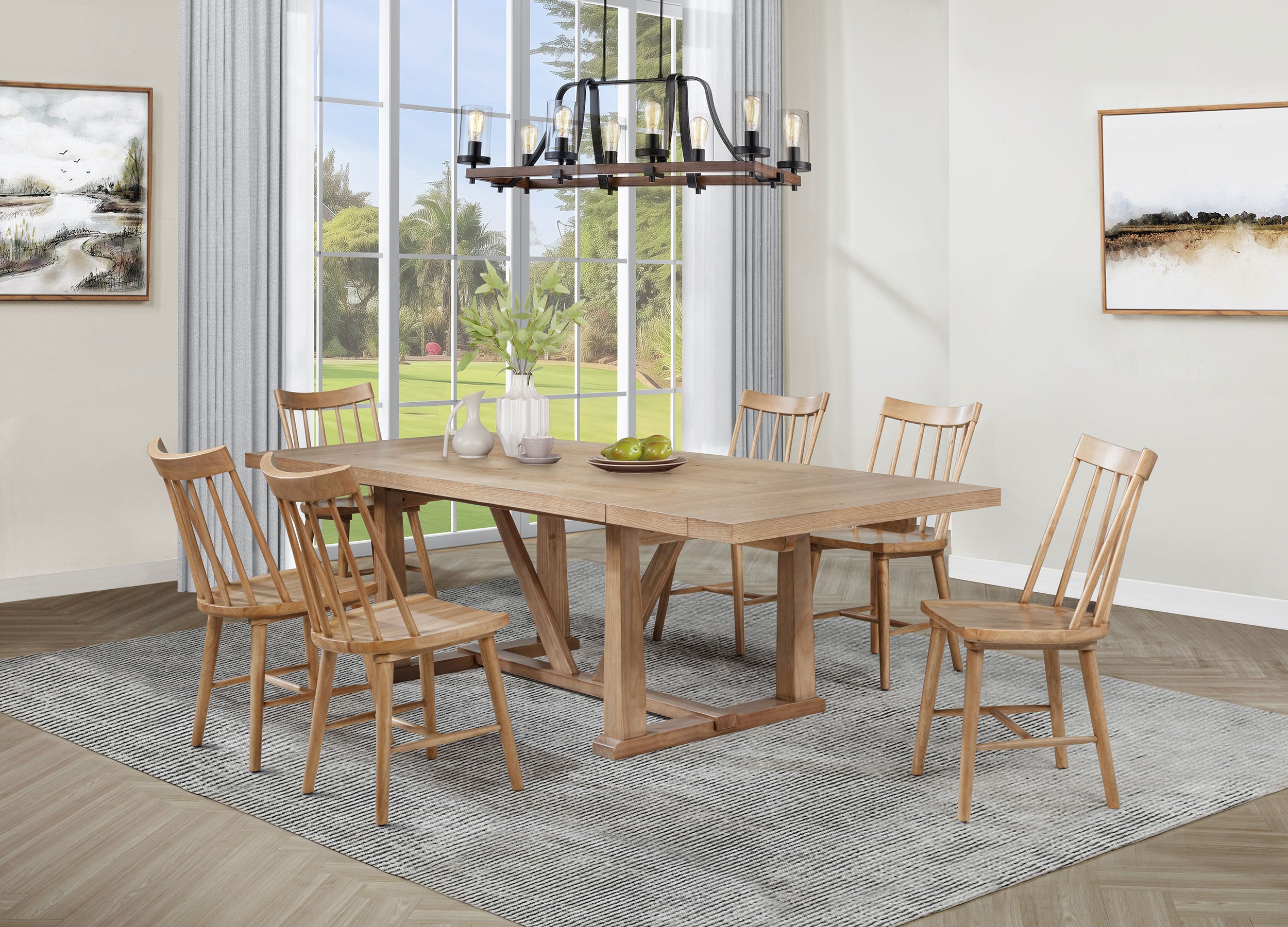 Middleton Extension Leaf Dining Set - Natural / Black