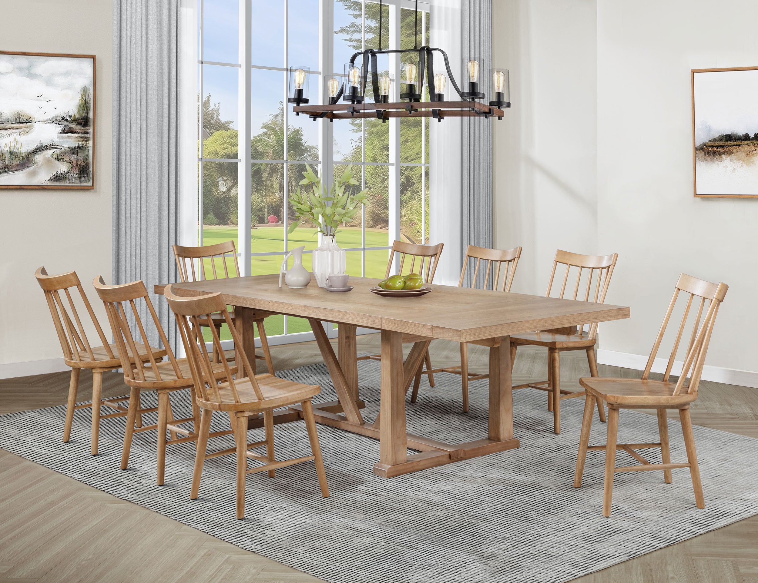 Middleton Extension Leaf Dining Set - Natural / Black