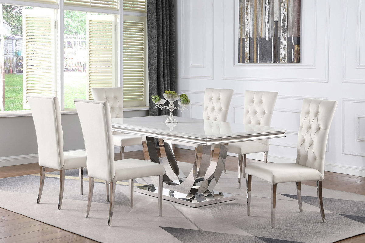 Kerwin Rectangular 71-inch Stone Top Dining Table White