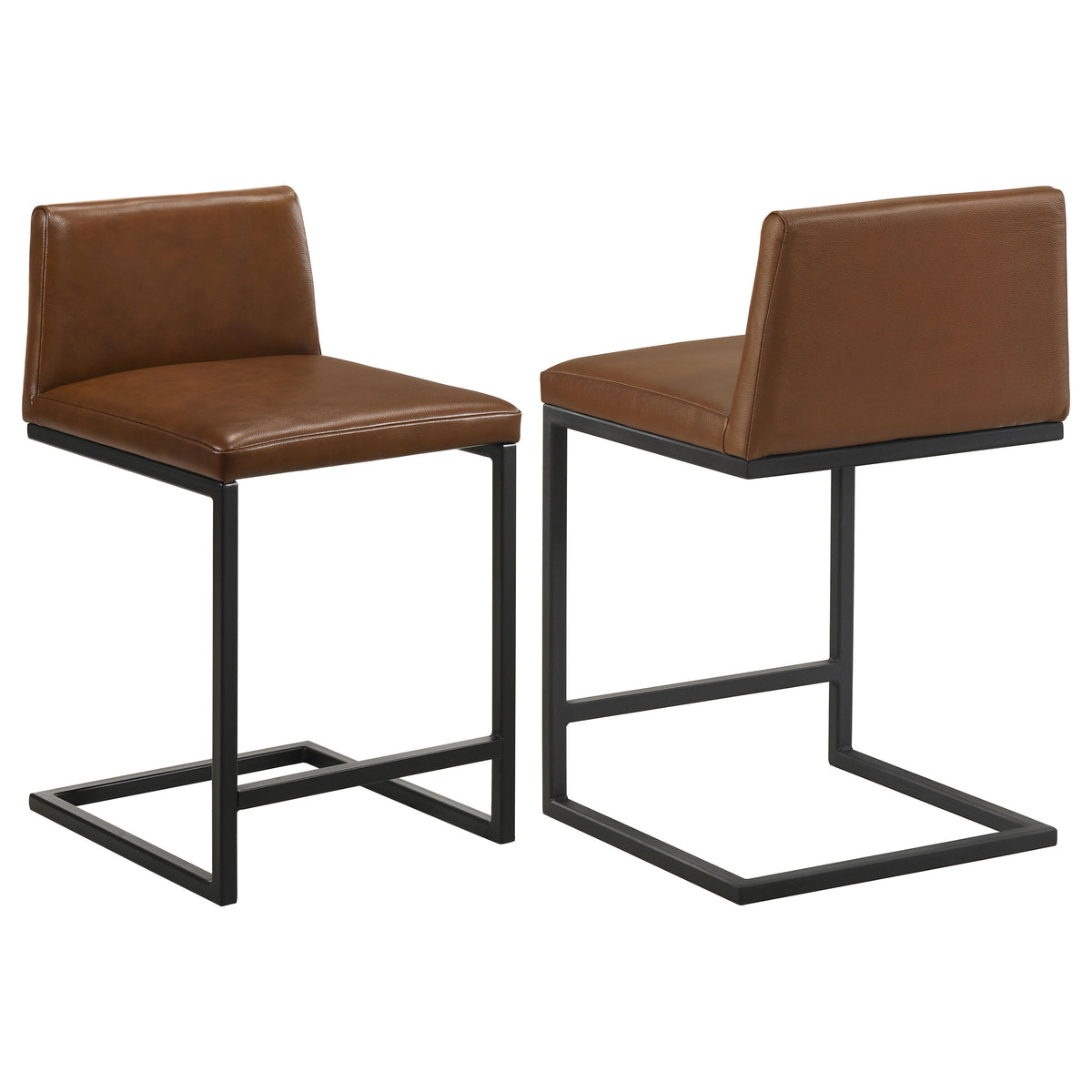 Vardon Genuine Leather Counter Height Chairs (Set of 2) Dark Brown