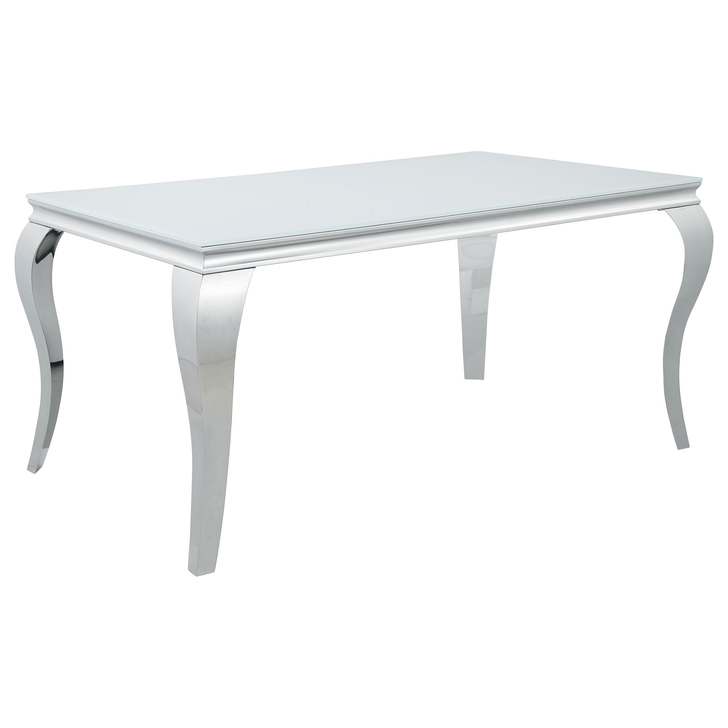 Carone 61-inch Rectangular White Glass Dining Set