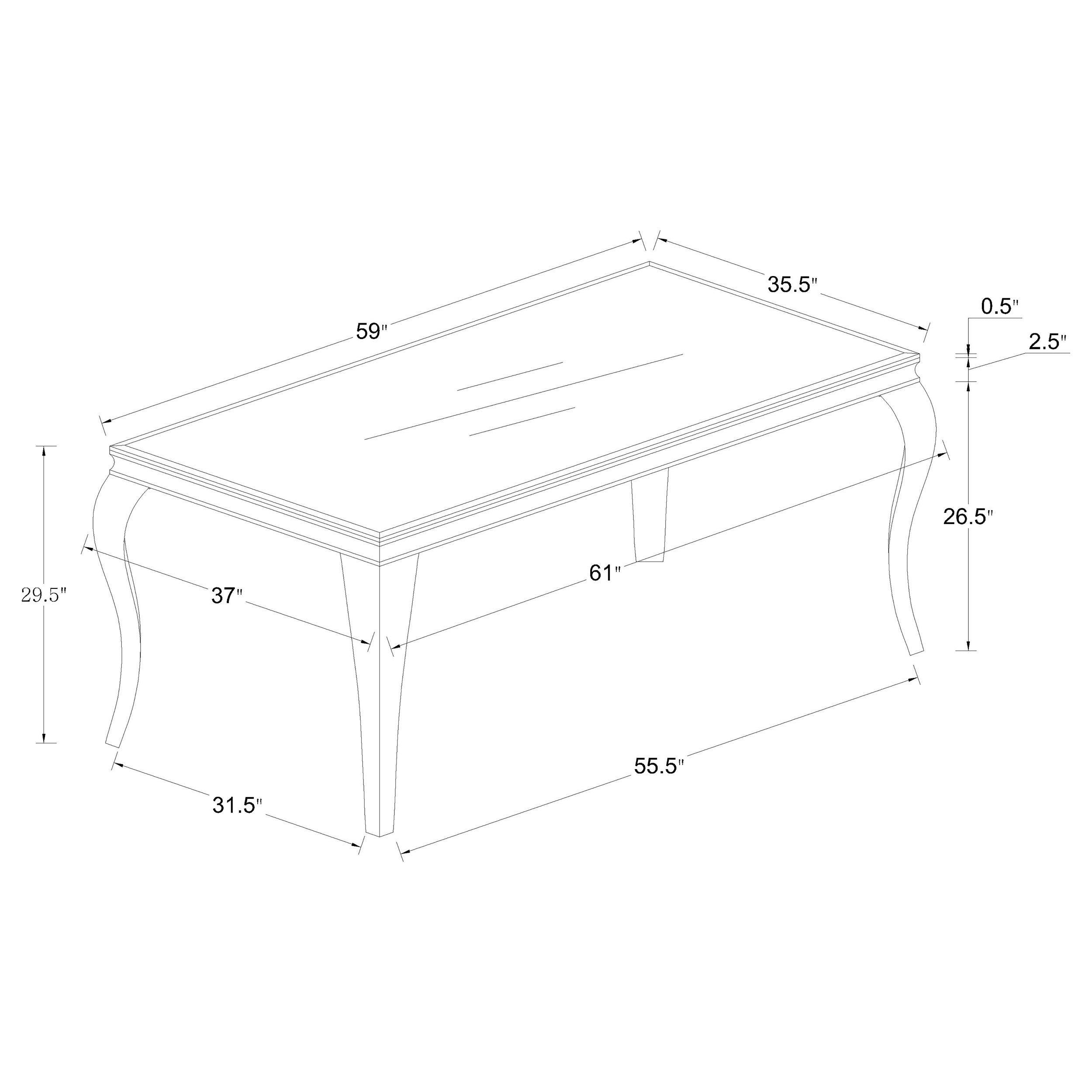 Carone 61-inch Rectangular White Glass Dining Set
