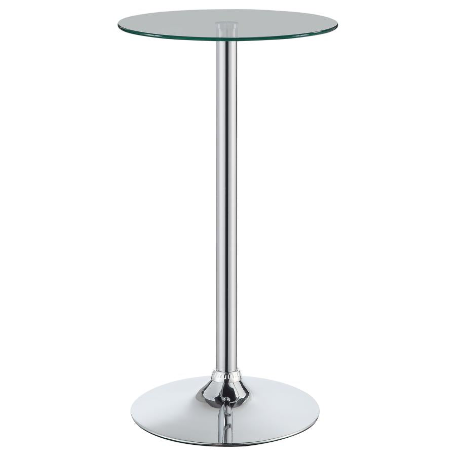 Contemporary Glass Top Round Bar Table Chrome