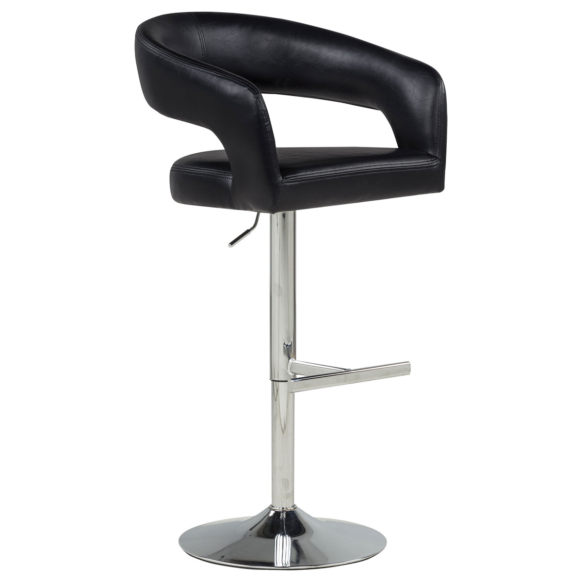 Travia Leatherette Upholstered Adjustable Bar Stool Black