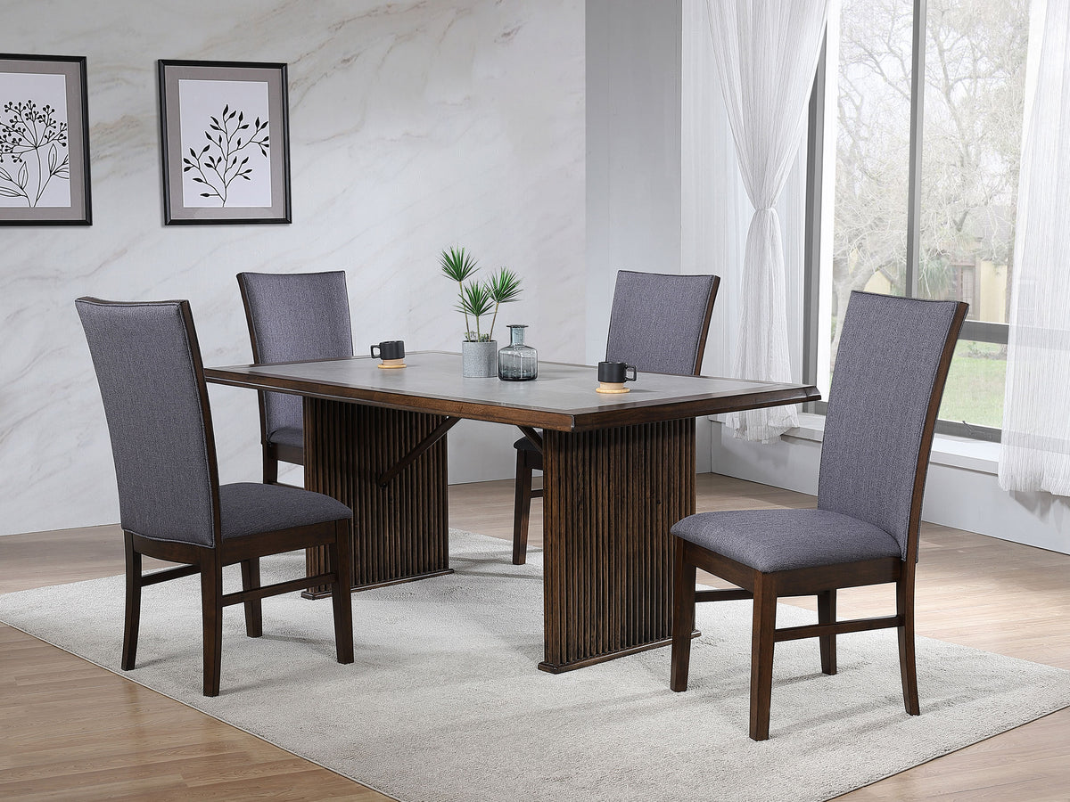 Sherwood 5-piece 72-inch Rectangular Stone Top Dining Set Brown and Grey