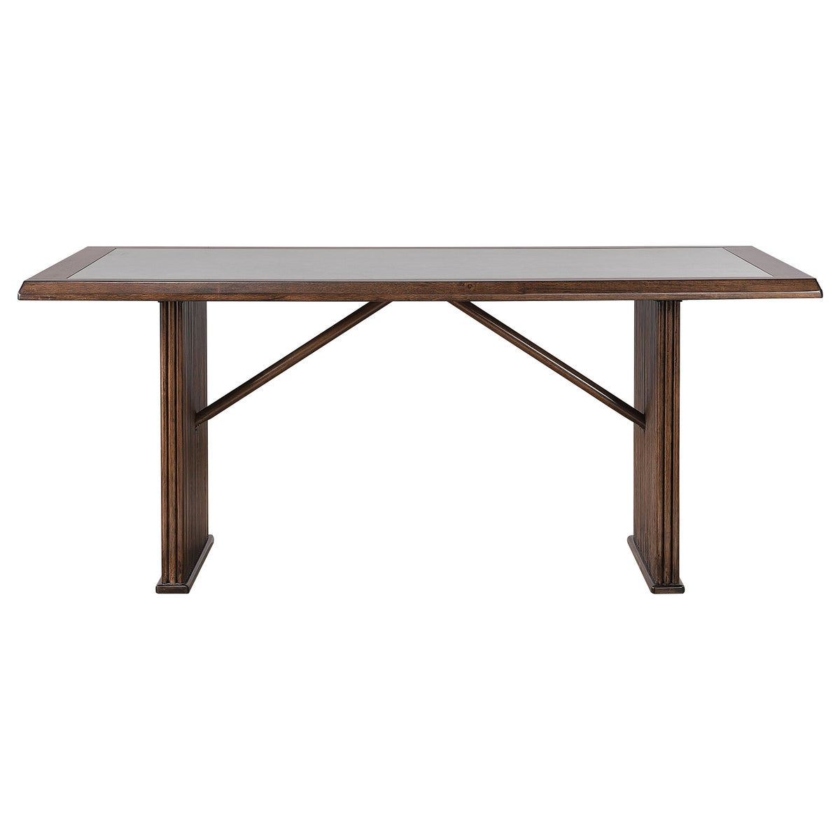 Sherwood 7-piece 72-inch Rectangular Stone Top Dining Set Brown and Grey