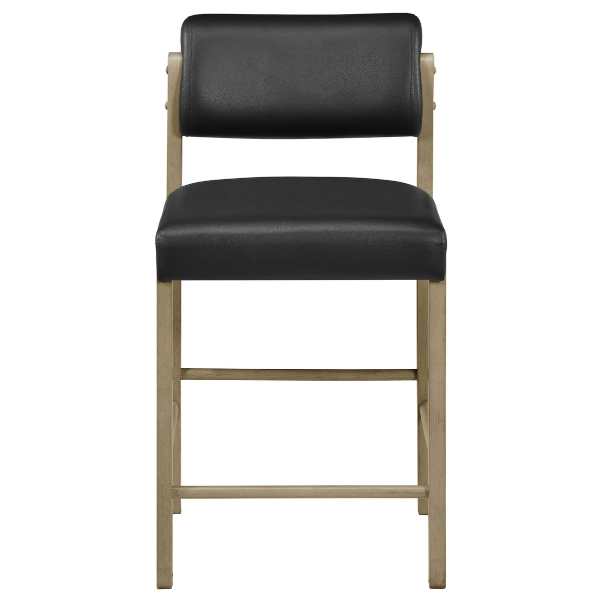 Kehoe Faux Leather Counter Height Chairs (Set of 2) Black and Natural Oak