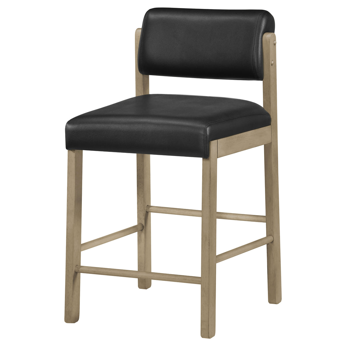 Kehoe Faux Leather Counter Height Chairs (Set of 2) Black and Natural Oak