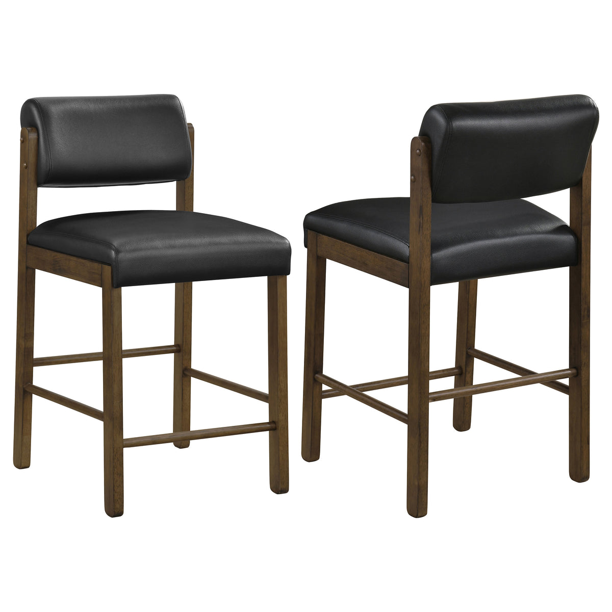 Kehoe Faux Leather Counter Height Chairs (Set of 2) Black and Walnut