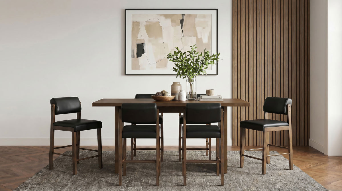 Kehoe Faux Leather Counter Height Chairs (Set of 2) Black and Walnut
