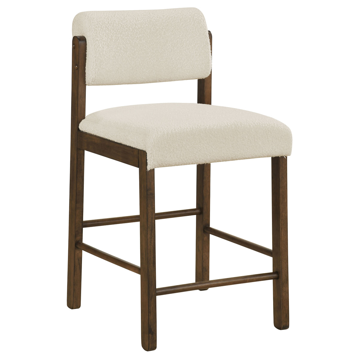 Hamlyn 5-piece 43-inch Round Counter Height Dining Set with Cream Upholstered Counter Chairs Walnut