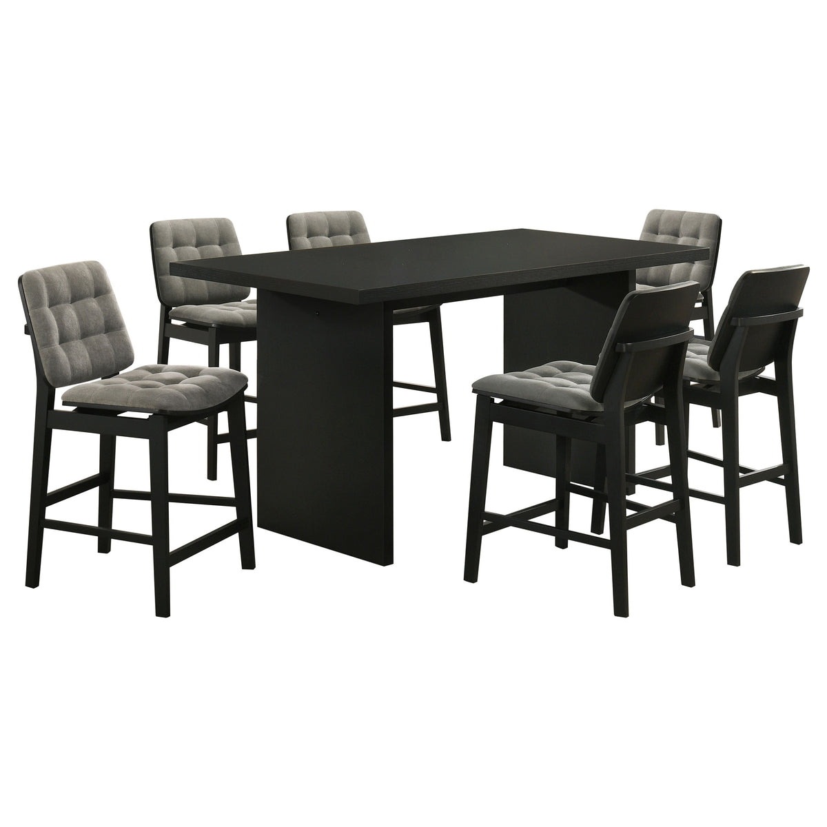 Decker 7-piece 70-inch Counter Height Dining Set with Grey Tufted Counter Chairs Black
