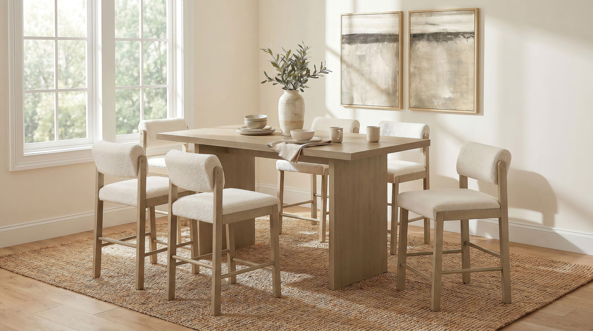 Decker 70-inch Rectangular Counter Height Slab Top Dining Table Natural Oak