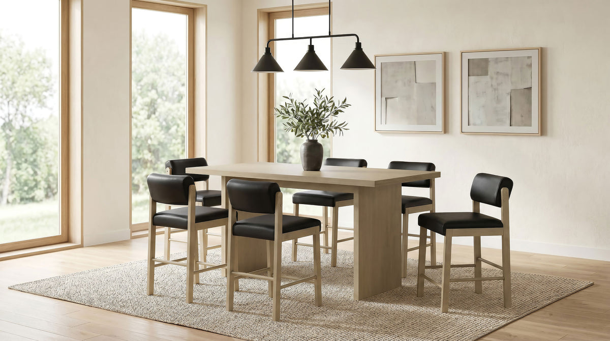 Decker 70-inch Rectangular Counter Height Slab Top Dining Table Natural Oak