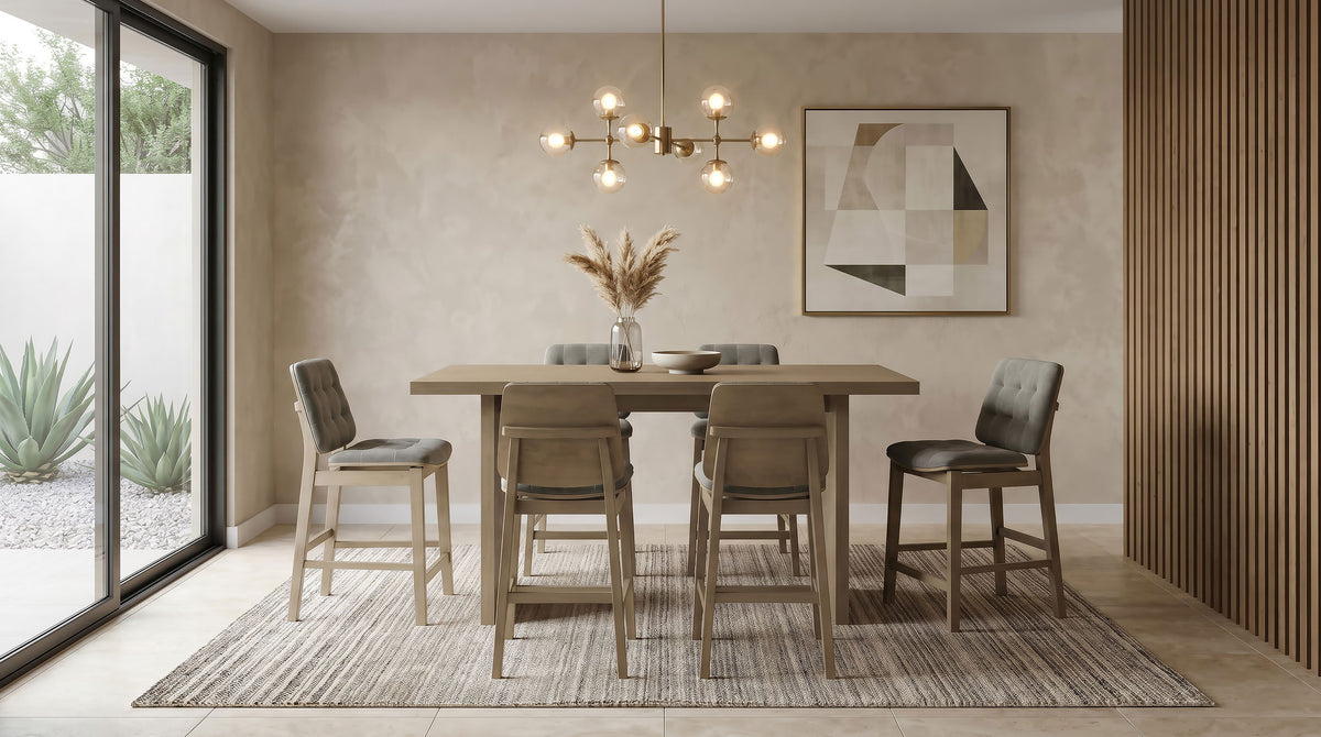 Decker 70-inch Rectangular Counter Height Slab Top Dining Table Natural Oak