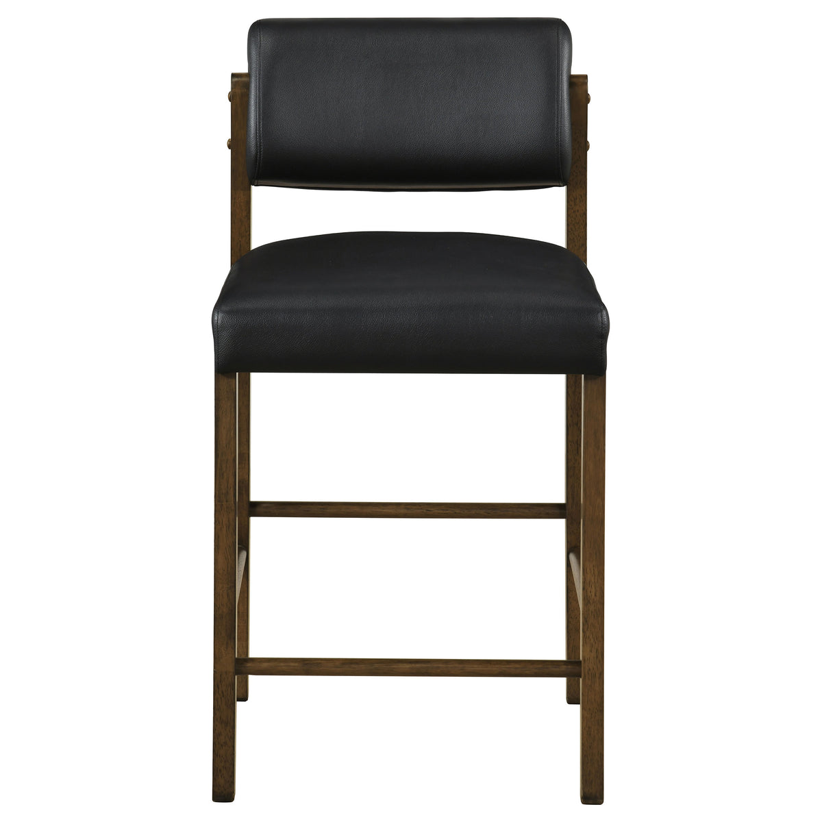 Decker 7-piece 70-inch Counter Height Dining Set with Black Faux Leather Counter Chairs Dark Walnut