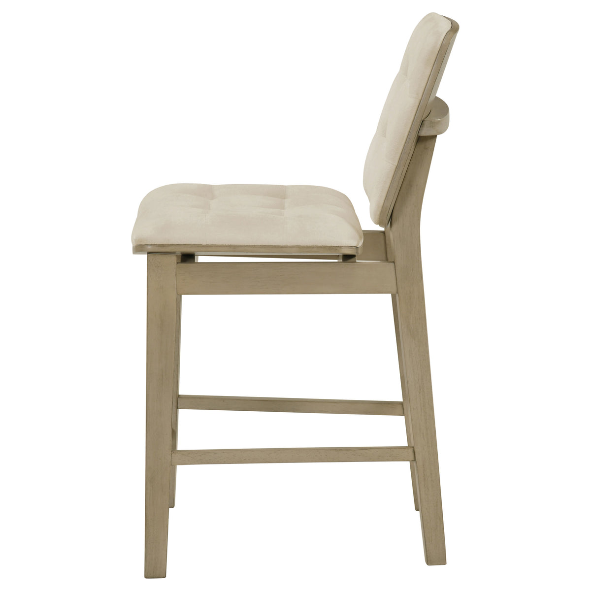 Redbridge Biscuit Tufted Counter Height Chairs (Set of 2) Cream and Natural Oak