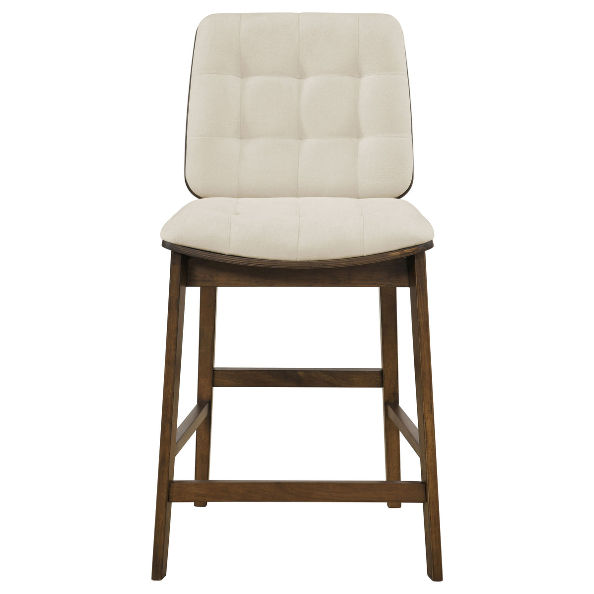Redbridge Biscuit Tufted Counter Height Chairs (Set of 2) Cream and Walnut