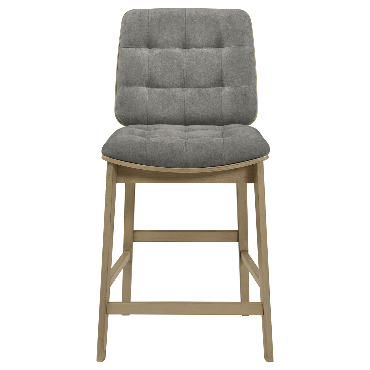 Redbridge Biscuit Tufted Counter Height Chairs (Set of 2) Grey and Natural Oak