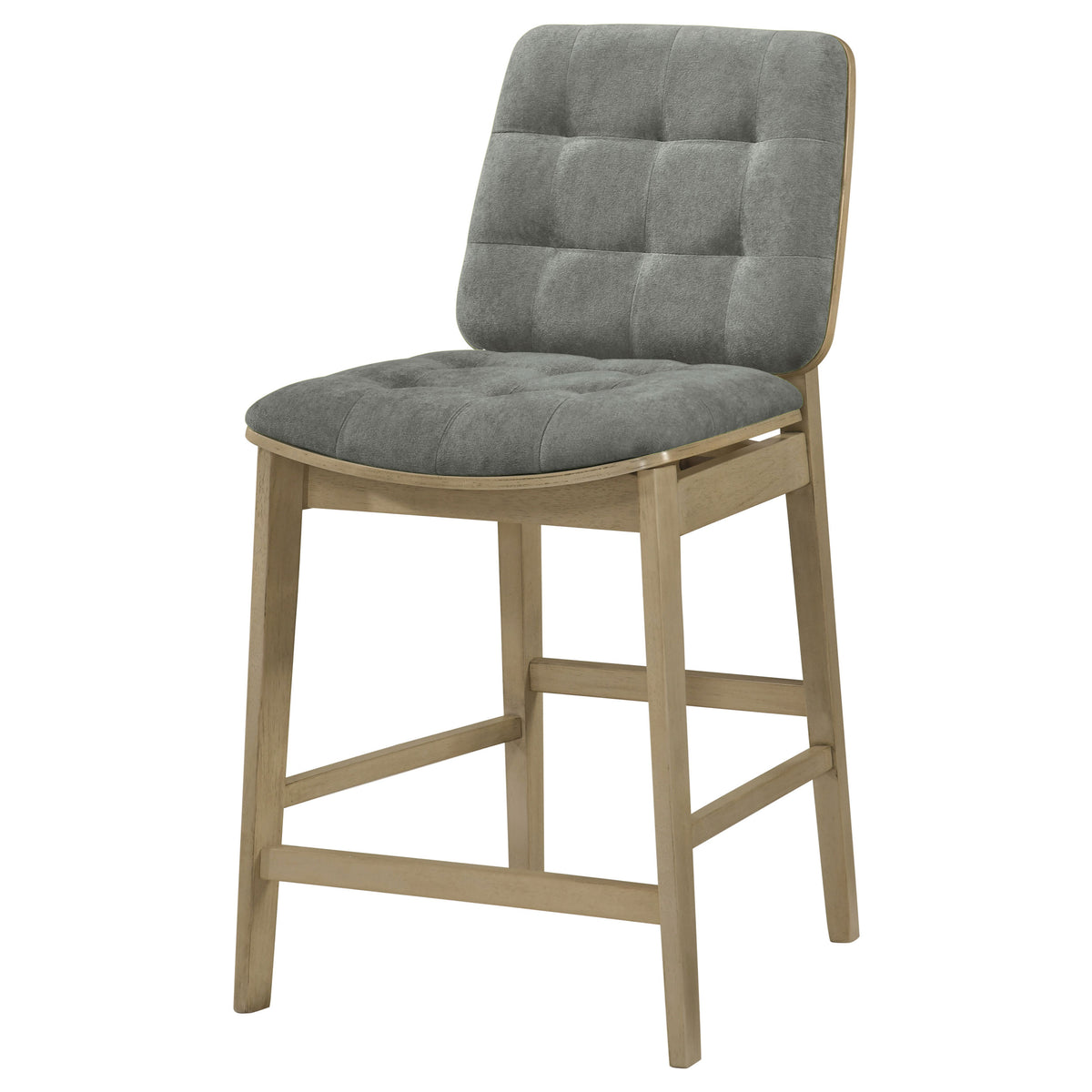 Redbridge Biscuit Tufted Counter Height Chairs (Set of 2) Grey and Natural Oak