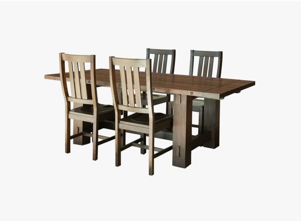Calandra 5-piece Rectangular Dining Set with Extension Leaf Vintage Java