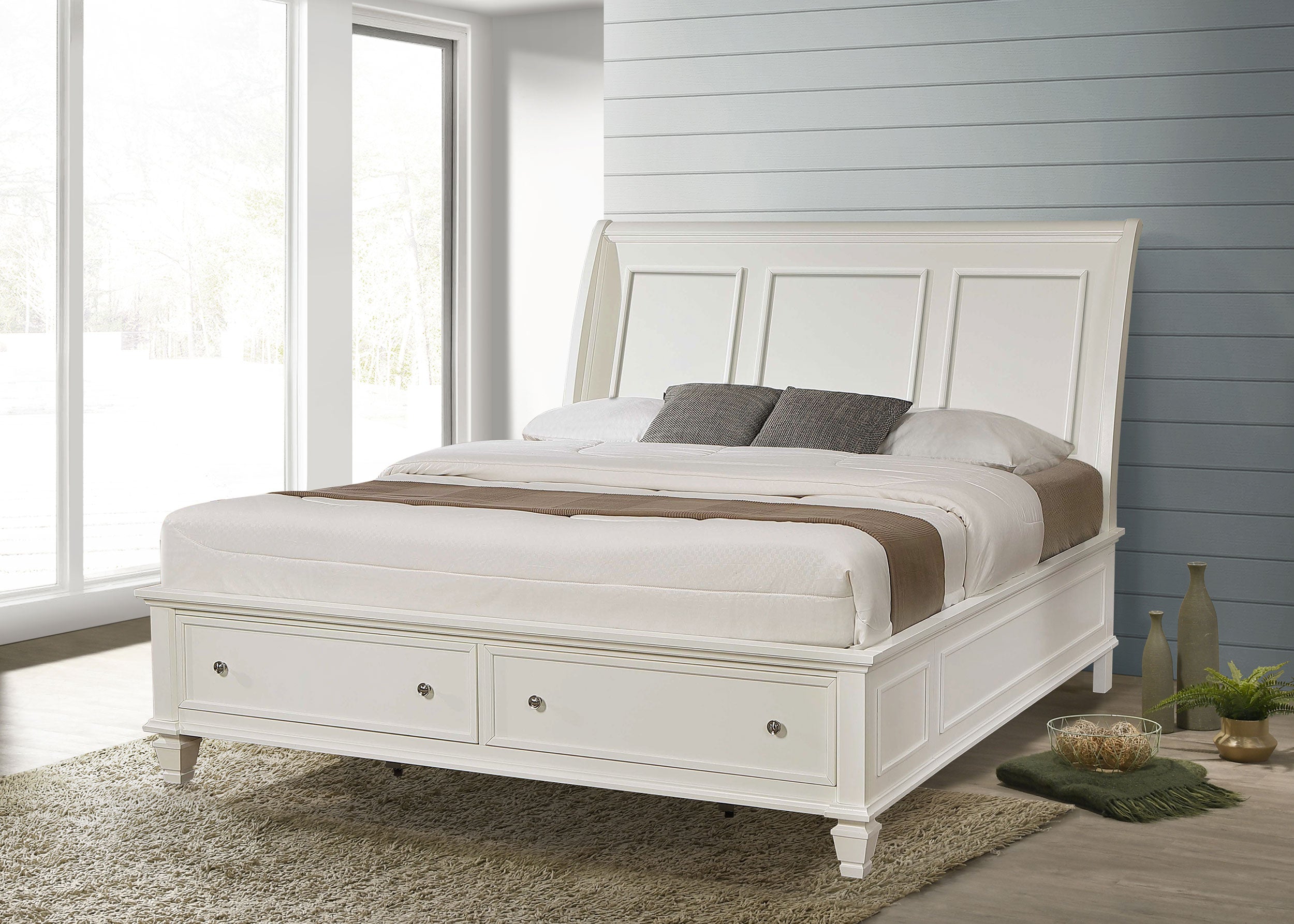 Sandy Beach Wood Panel Storage Bed