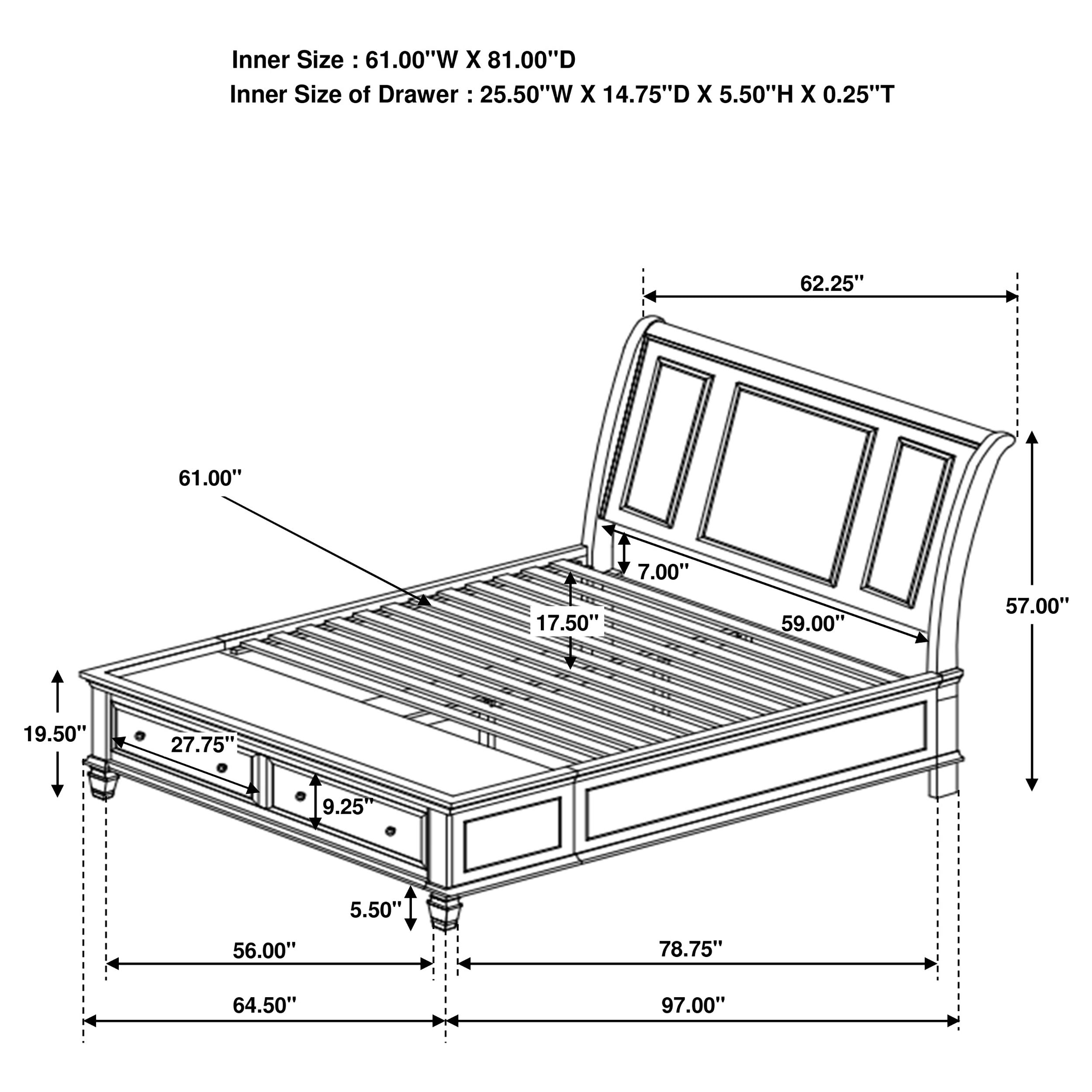 Sandy Beach Wood Panel Storage Bed