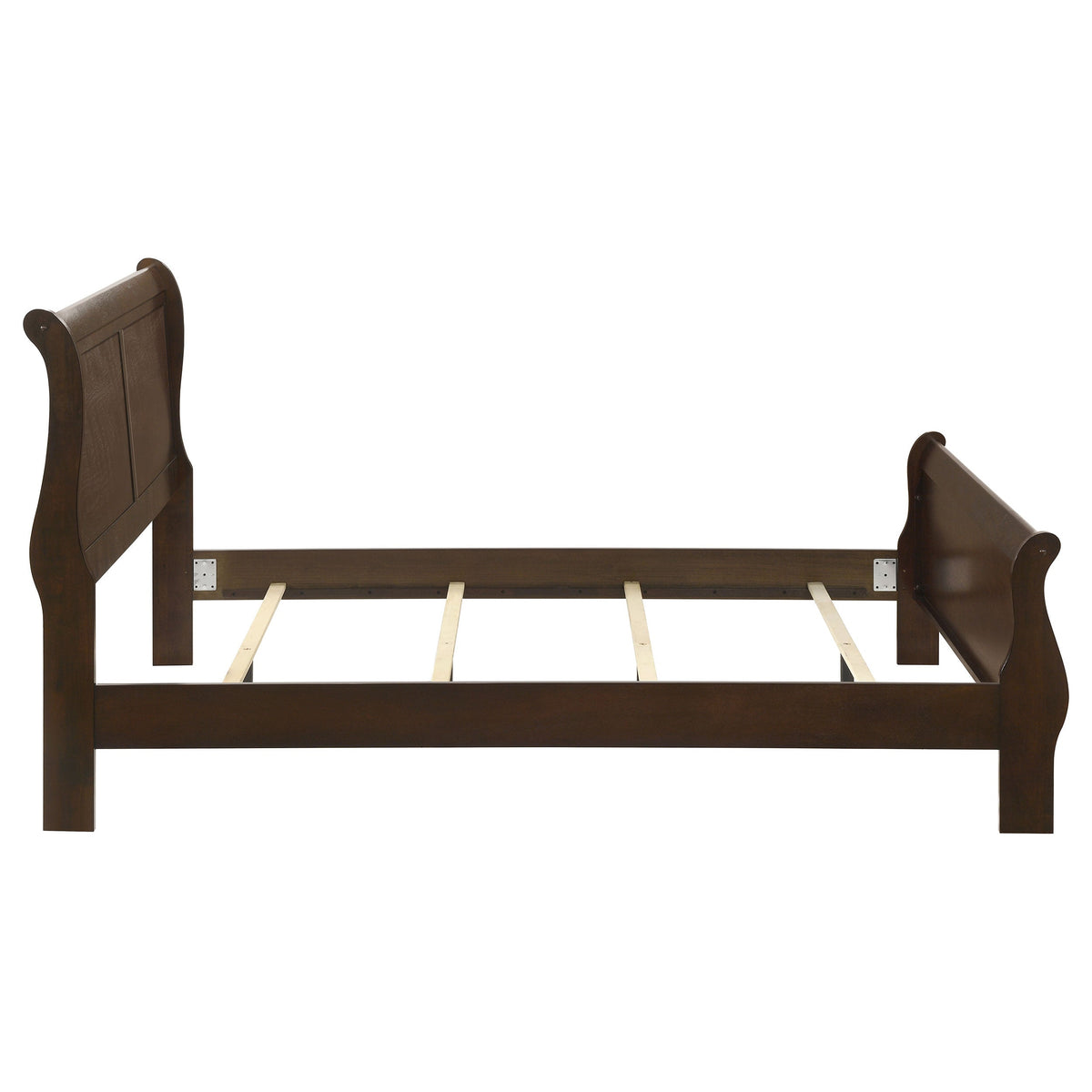 Louis Philippe Wood Sleigh Bed - Queen In Cappuccino