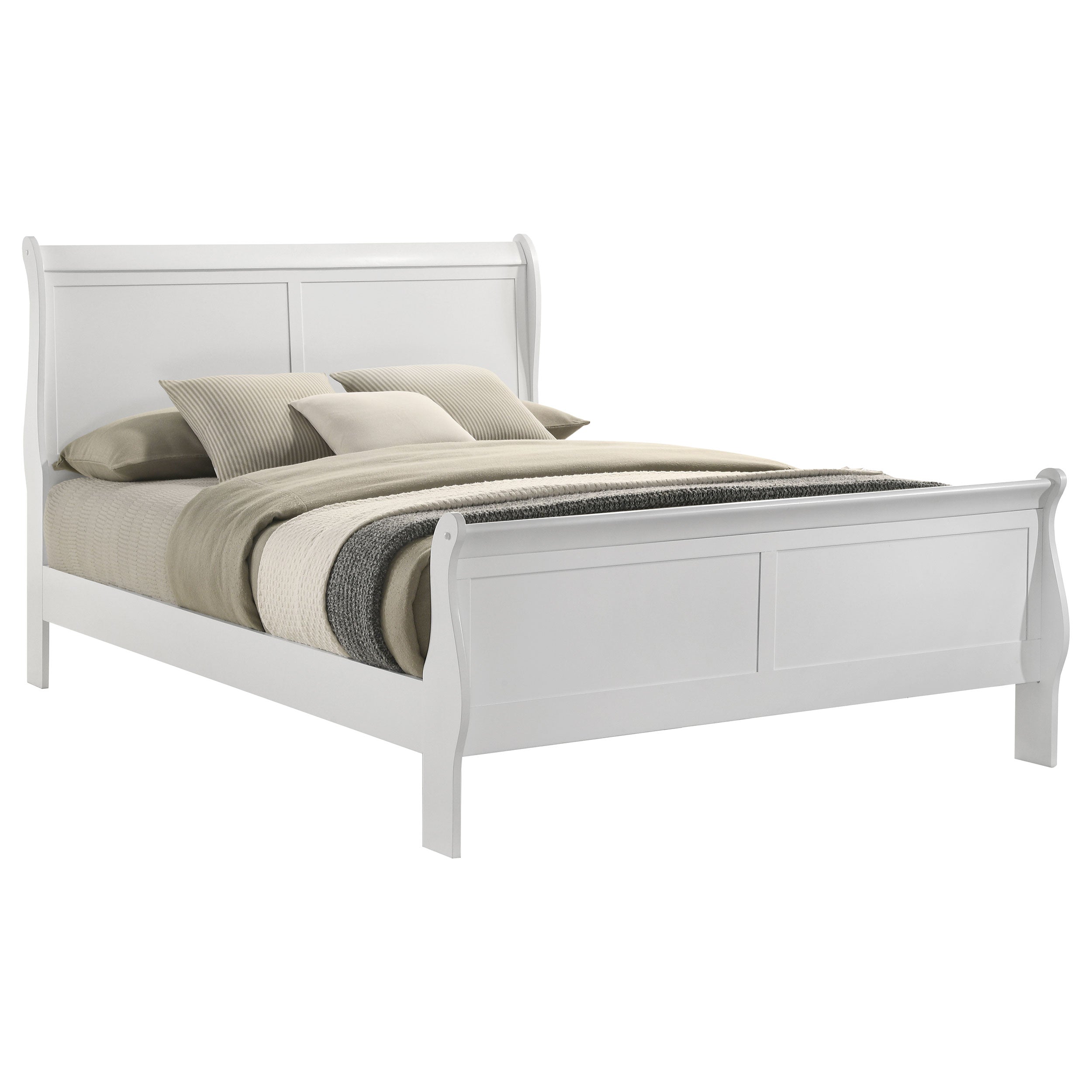 Louis Philippe Wood Sleigh Bed - Eastern King In White