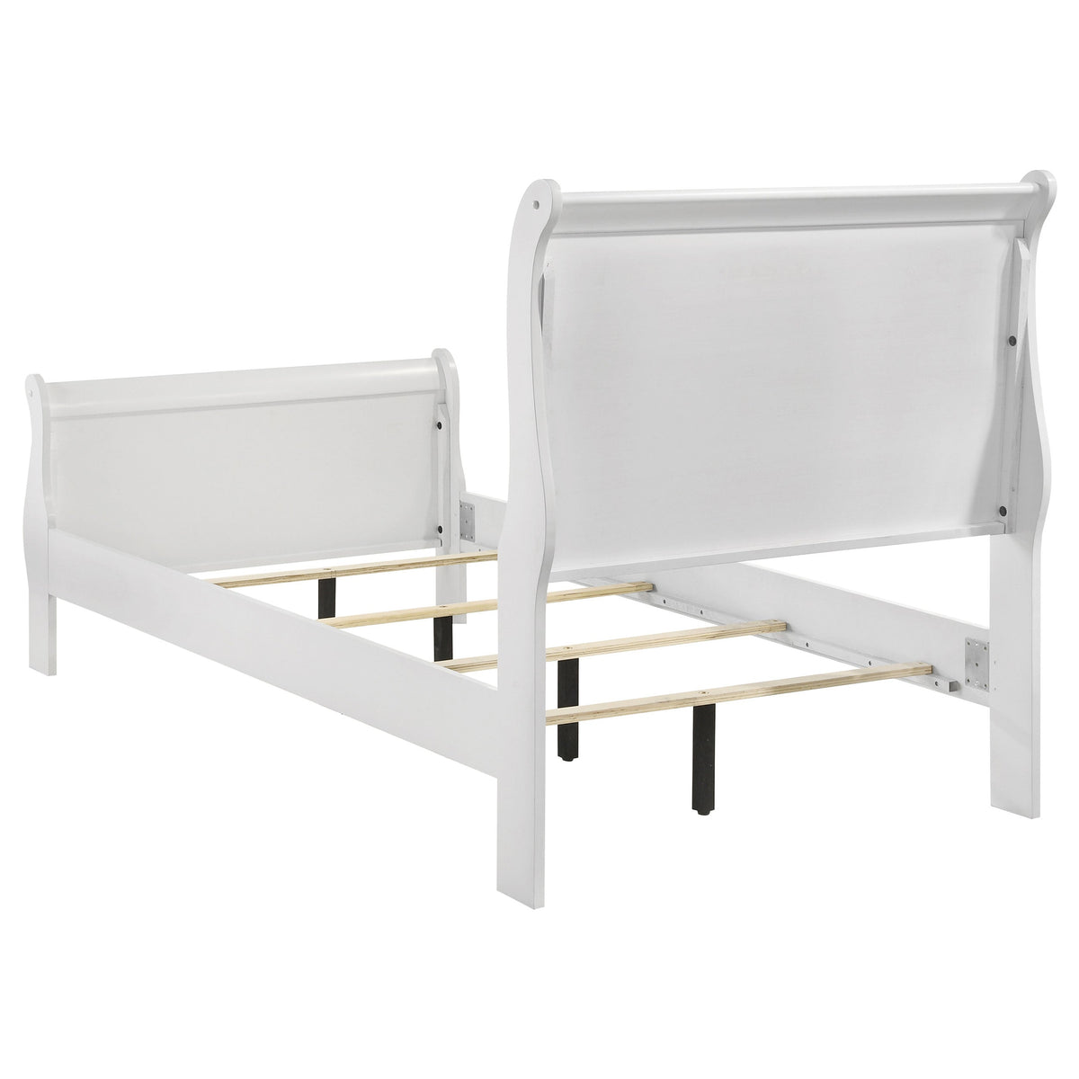 Louis Philippe Wood Sleigh Bed - Twin In White