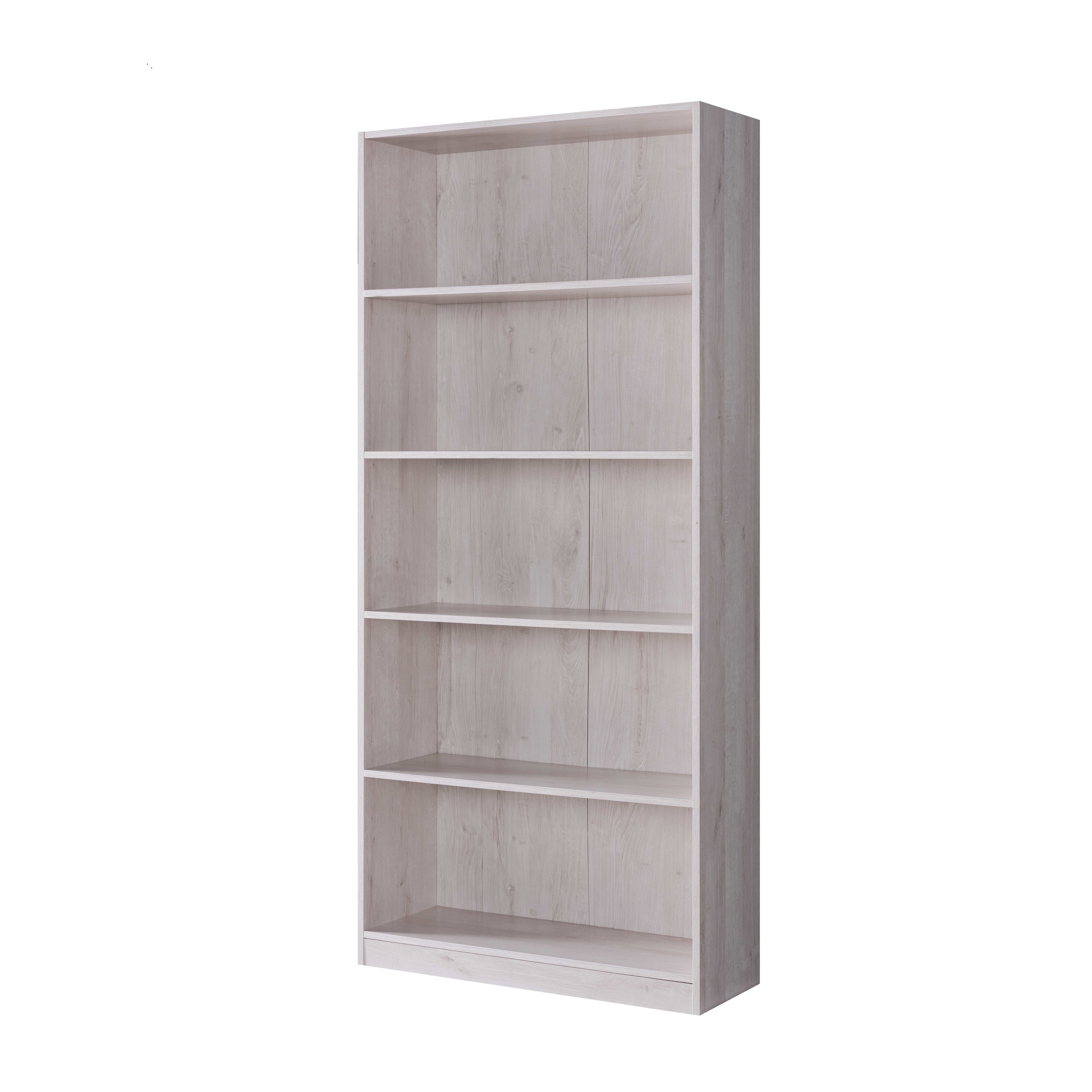 White Oak Bookcase Book Shelf with 5 Shelves