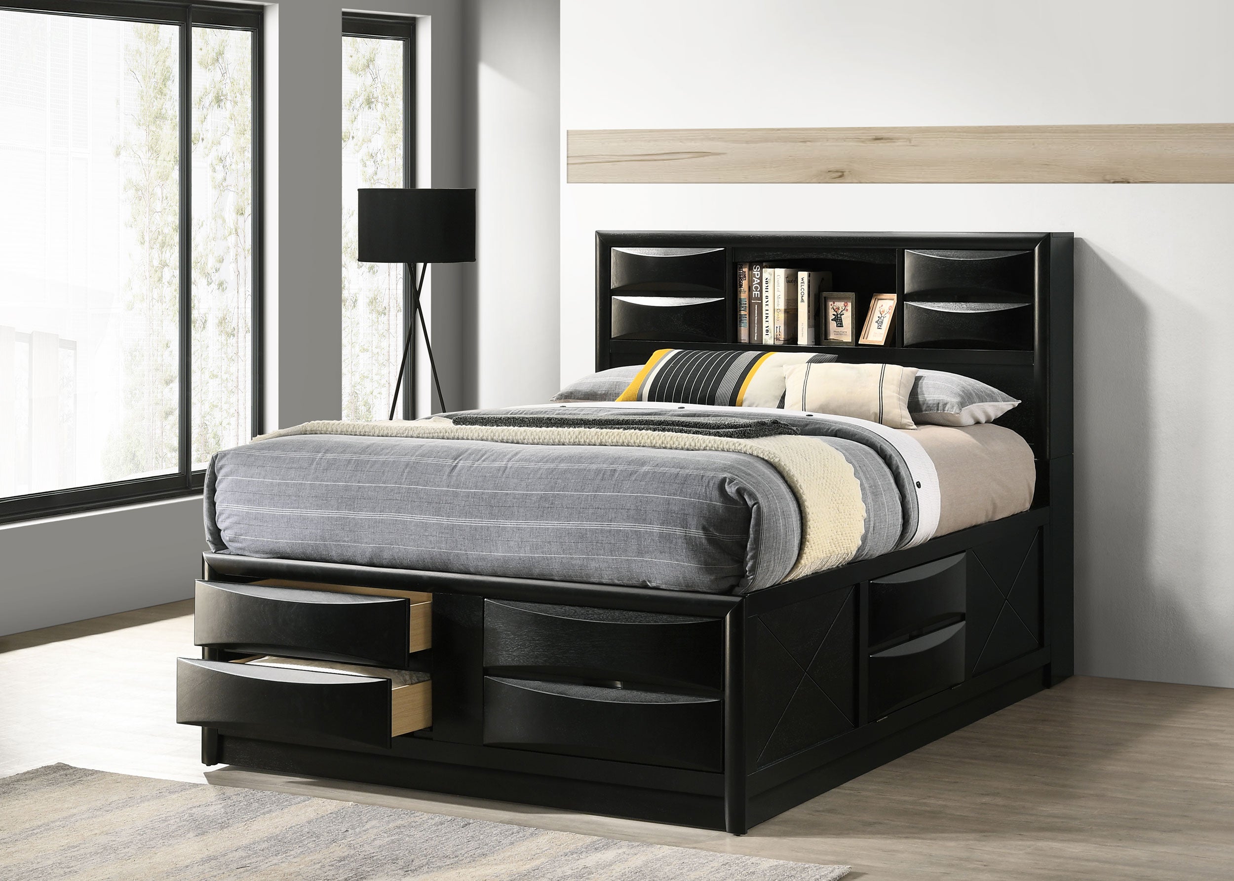 Briana Wood Bookcase Storage Bed