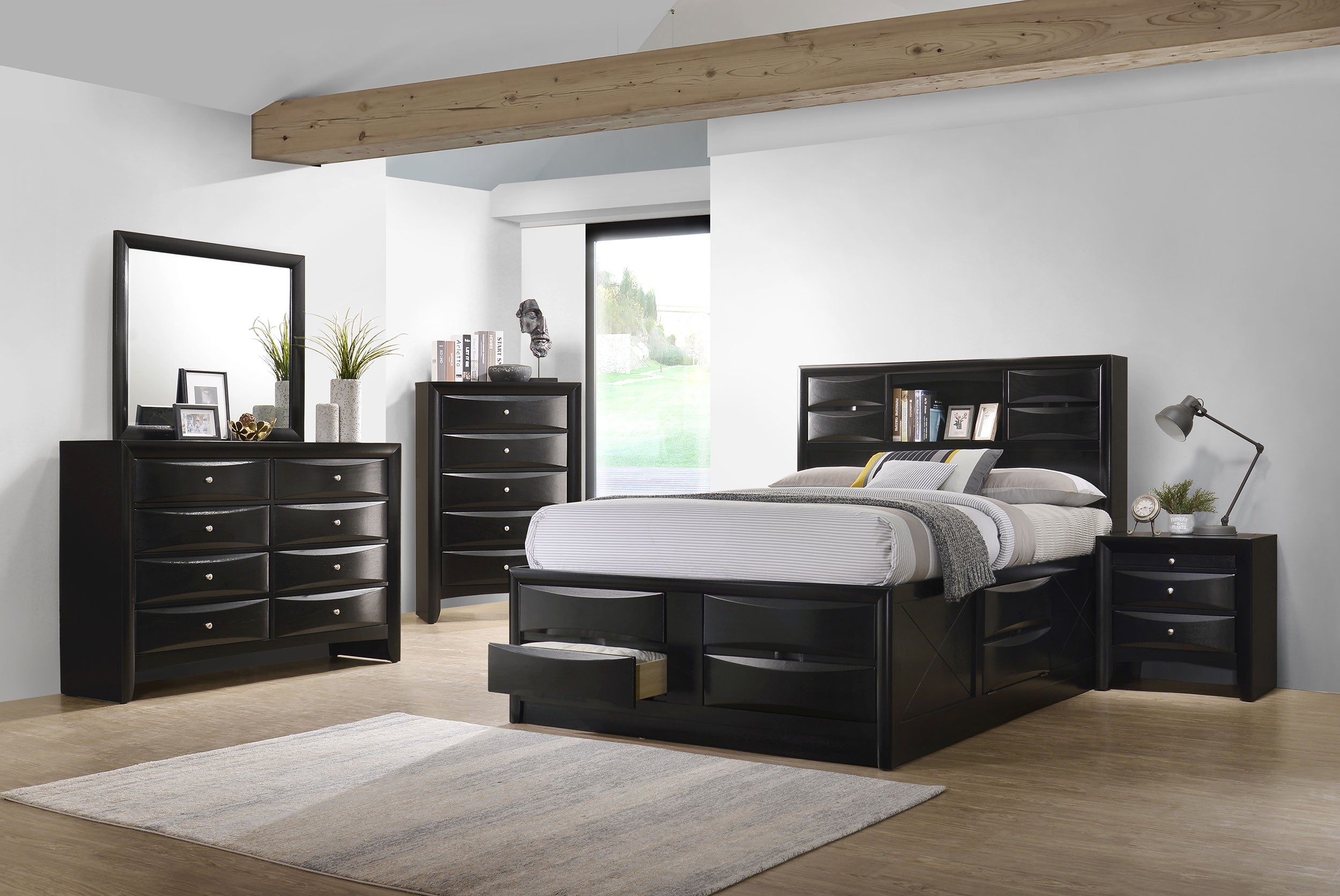Briana Wood Bookcase Storage Bed