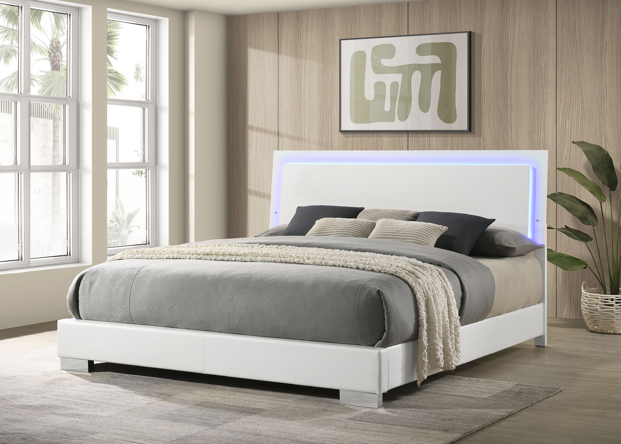 Felicity Wood LED Panel Bed