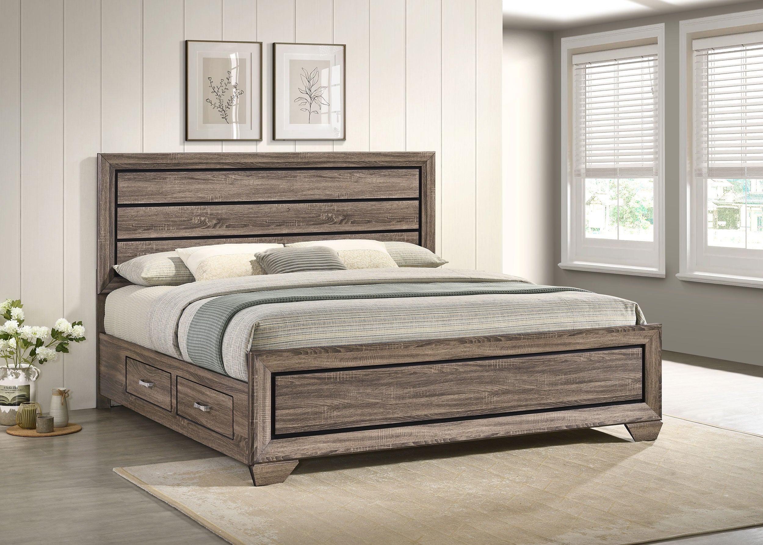 Kauffman Wood Panel Storage Bed