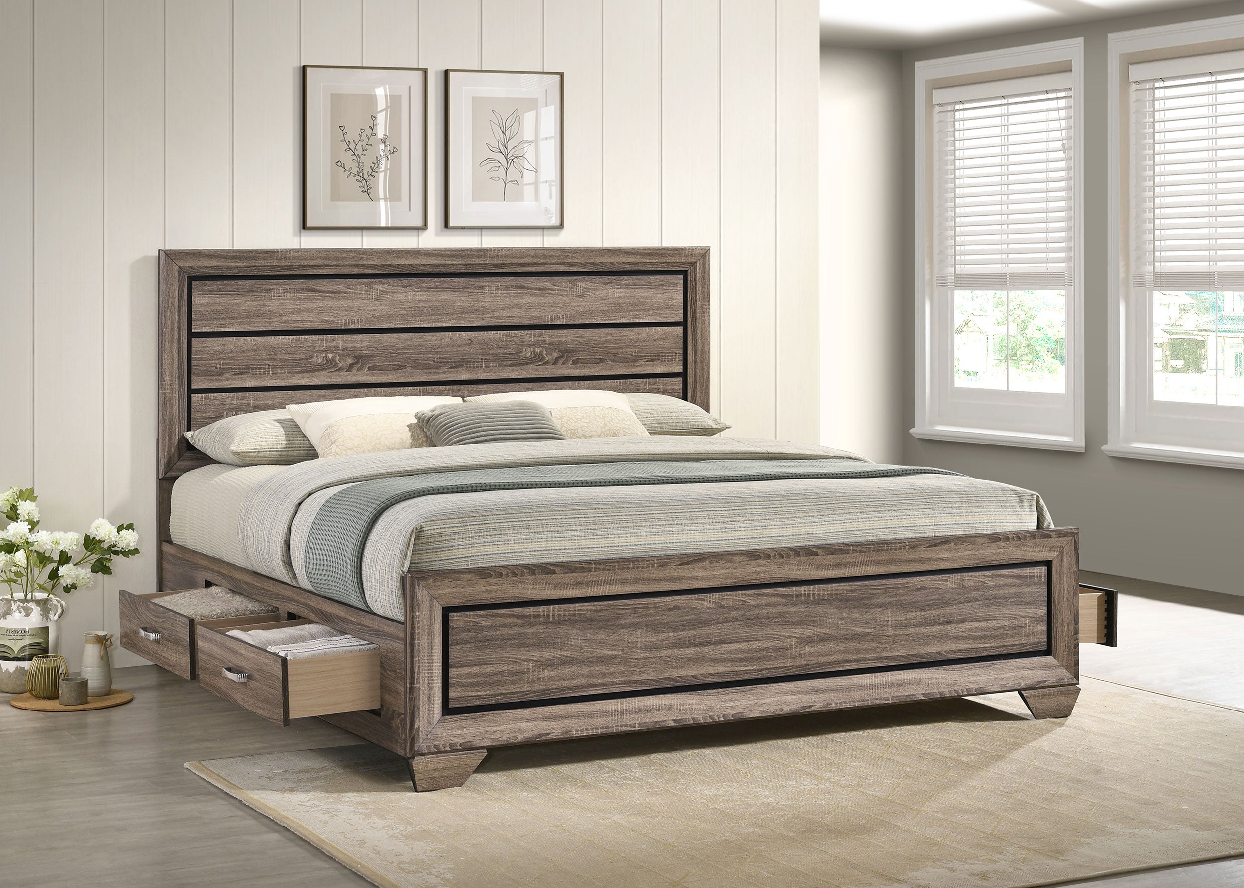 Kauffman Wood Panel Storage Bed