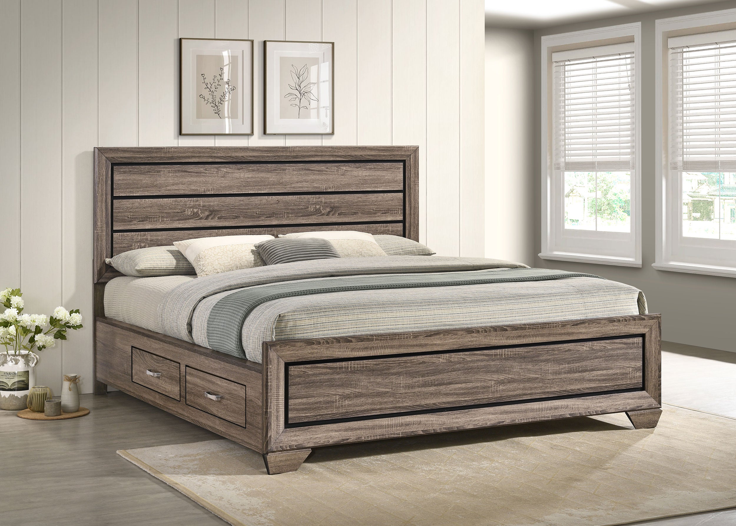 Kauffman Wood Panel Storage Bed