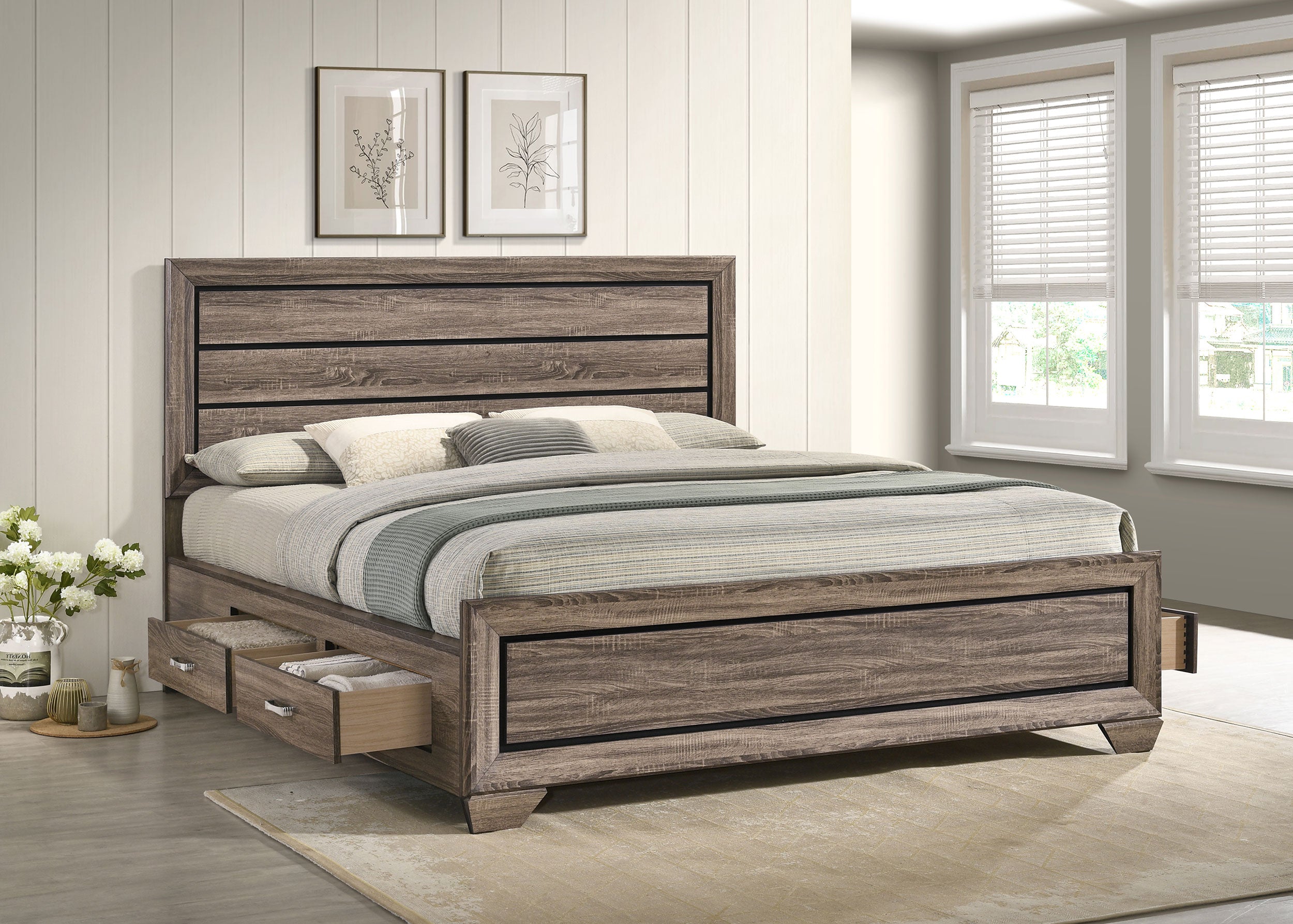 Kauffman Wood Panel Storage Bed