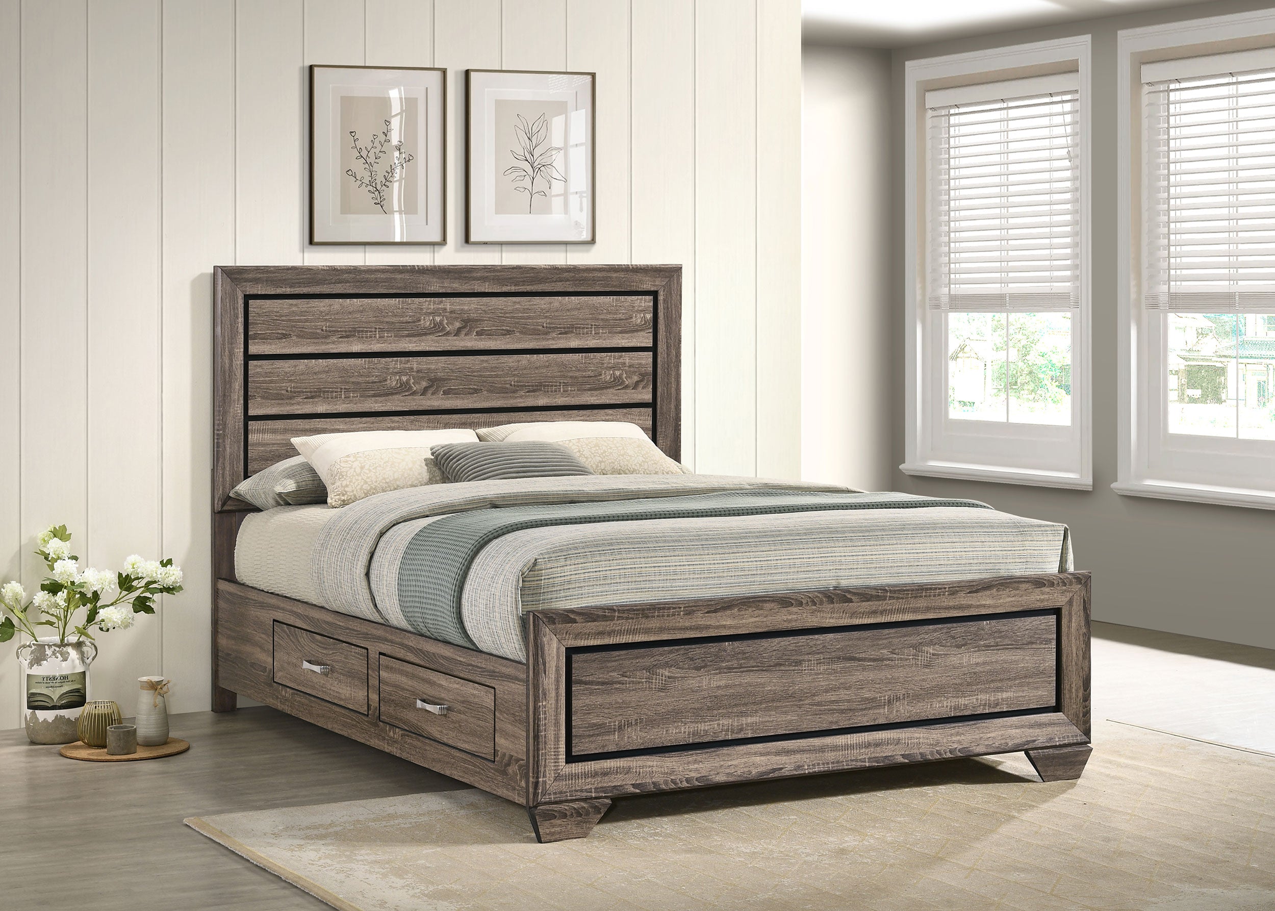 Kauffman Wood Panel Storage Bed