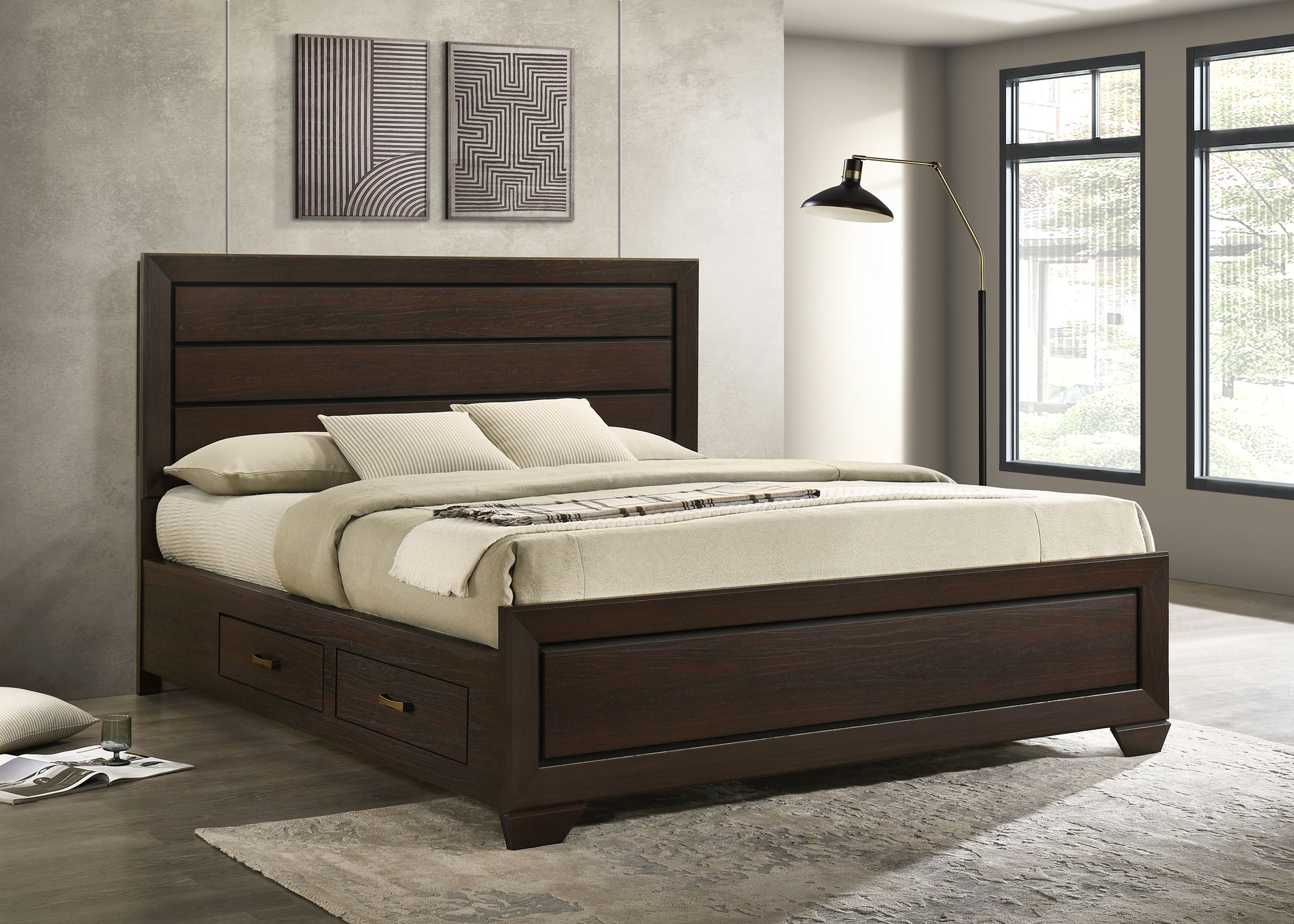 Kauffman Wood Panel Storage Bed