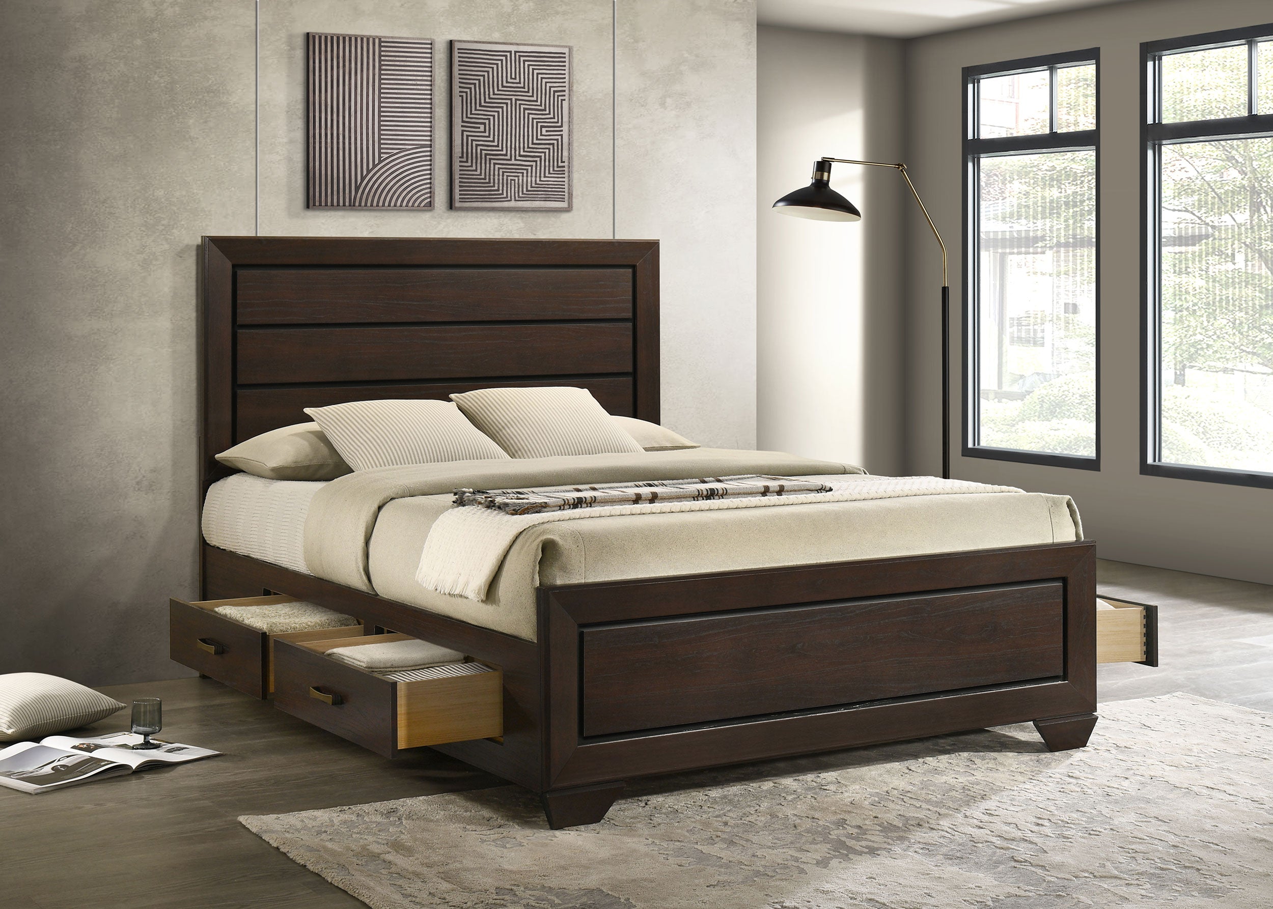Kauffman Wood Panel Storage Bed